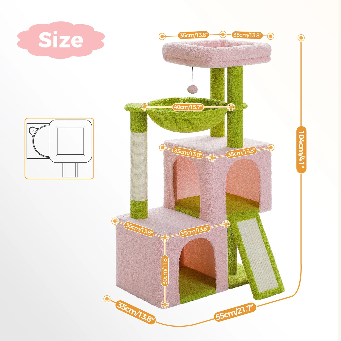 Cat Tree with Natural Sisal Scratching Post,Comfortable Condo,Spacious Top Perch,Cat Accessories,Toy,Cat Tower for Indoor Cats