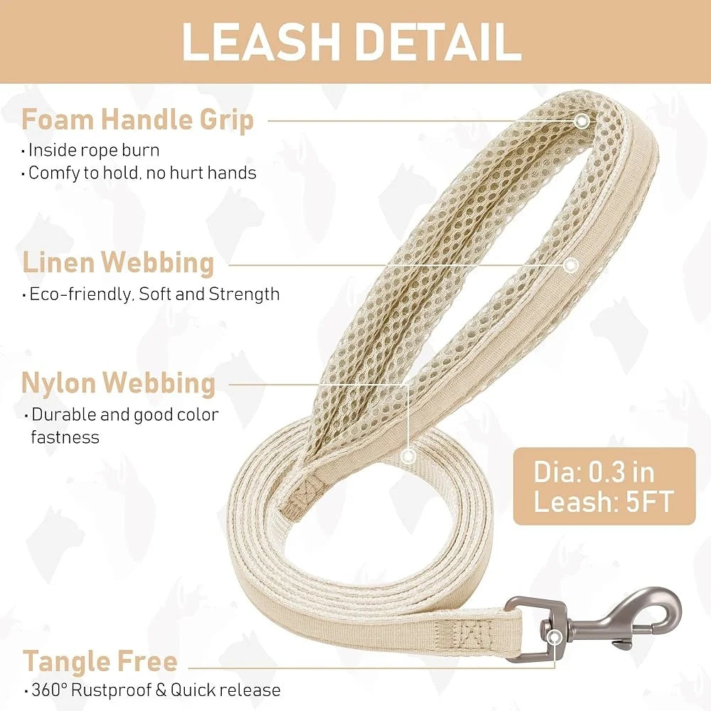 No Pull Step-in Pet Harness Leash Collar Set Reflective Soft Mesh Comfortable Vest Small Dogs Puppies Anti-Lost ID Tag