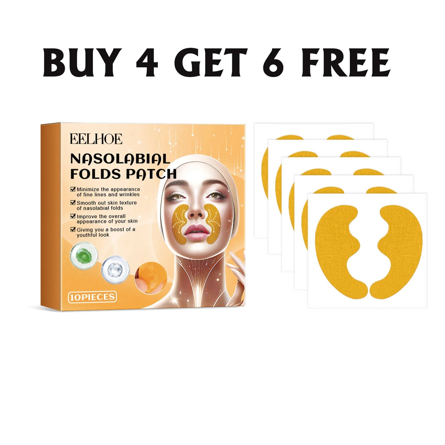 Eelhoe Wrinkle Lifting Patch Fades Fine Lines Legal Wrinkles Softing Smoothing Facial Skin Hydrating  Moisturizing Patch 10pcs