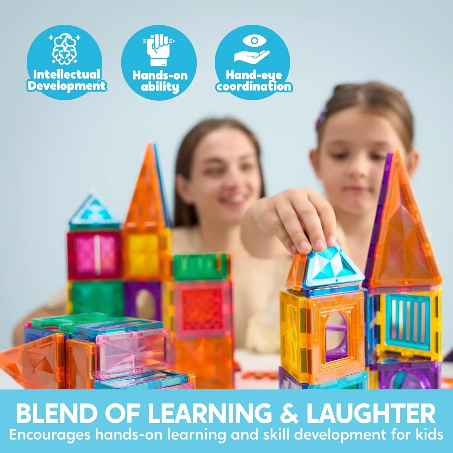 JOYFY 66PCS Magnetic Building Tiles Toys Durable and Creative STEM Building for Kids Aged 3-8 Educational Montessori Toys Gift