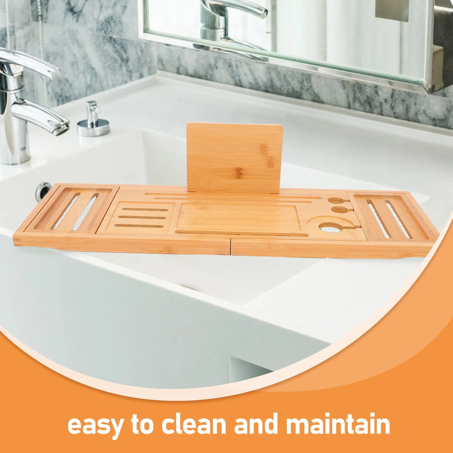 Bathtub Tray Expandable Bamboo Bath Tub Tray Adjustable Nonslip Bath Table Organizer Bathroom Storage Shelf Bathtub Shelf