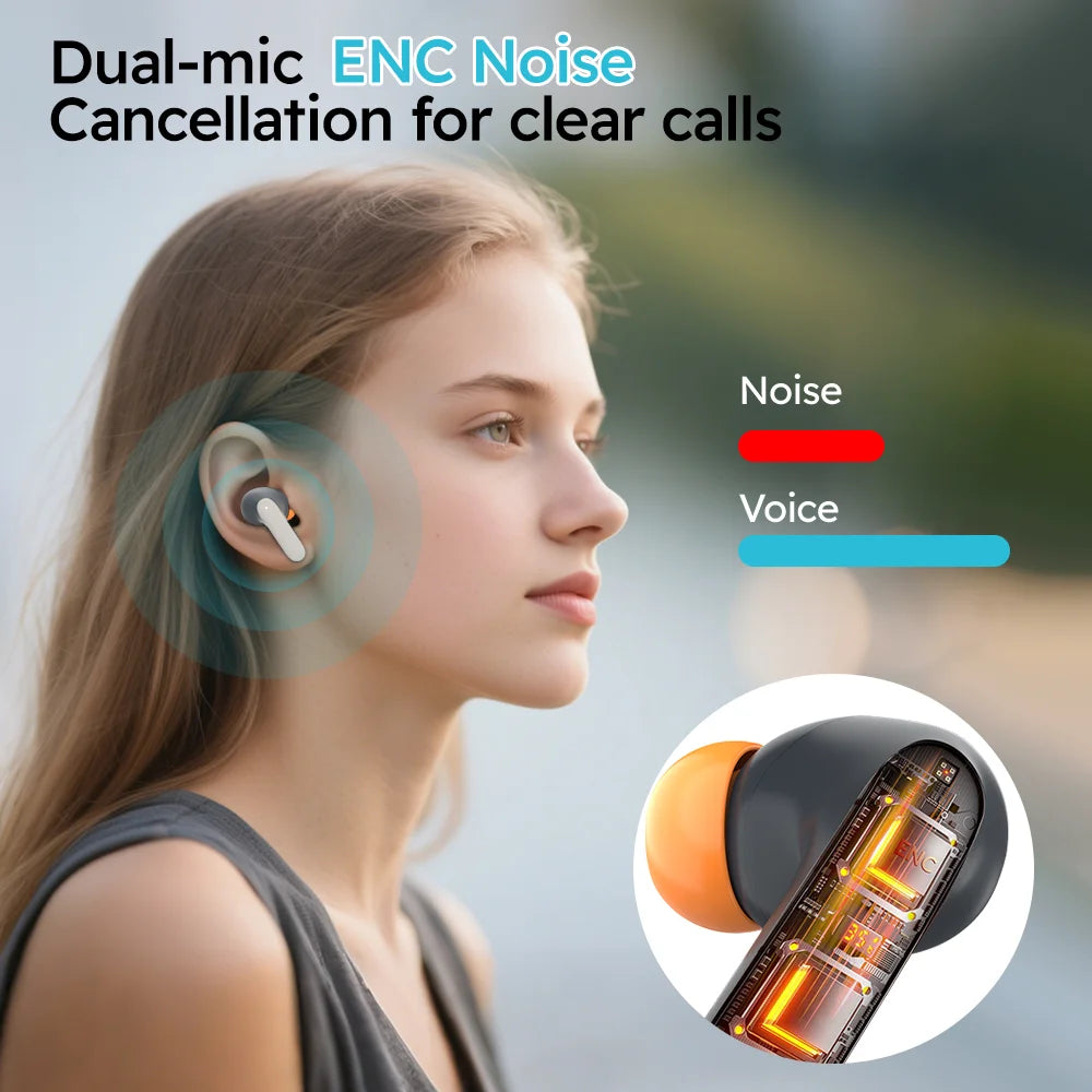 Bluetooth 5.4 TWS Wireless Bluetooth Earphones Ultra-low Latency Dual Microphone ENC Noise Cancelling in Ear Bluetooth Earphones