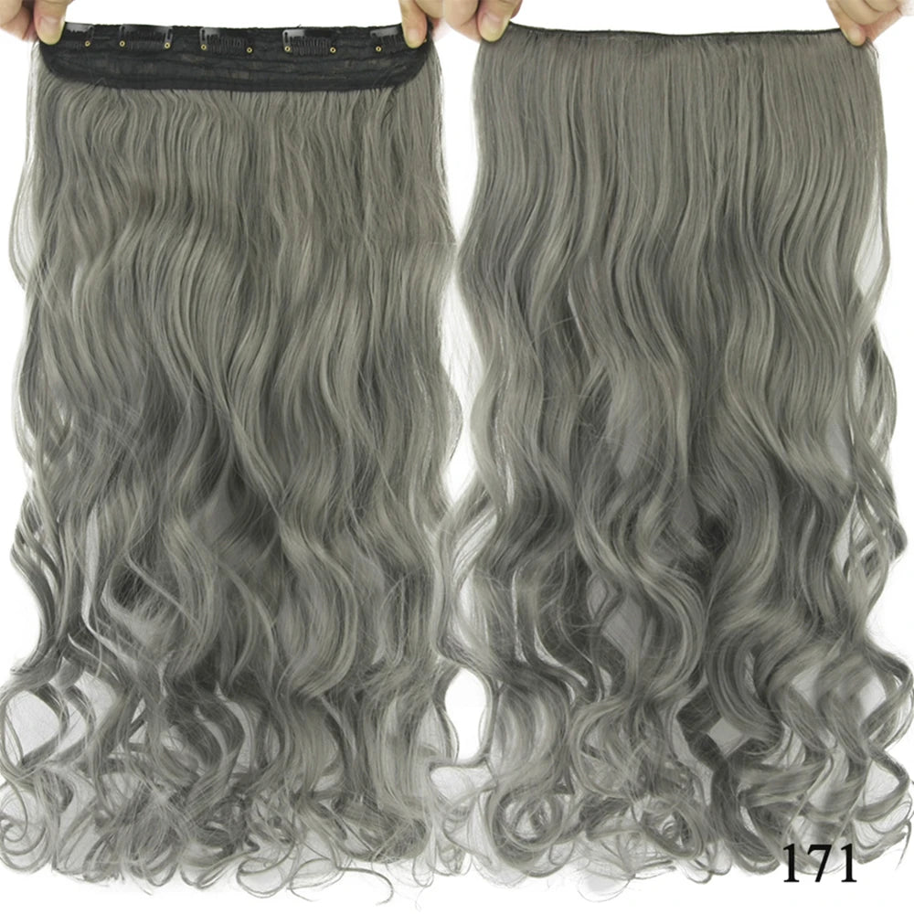 24'' 28'' Synthetic Hair Charms Clip In Hair Extensions Dirty Blonde Fake Brown Curly Hair Pieces for Women