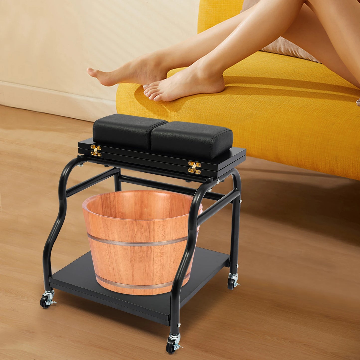 Bymaocar Portable Foot Bath Spa Cart Beauty Salon Nail Trolley Footrest Stand Funiture Massage Table