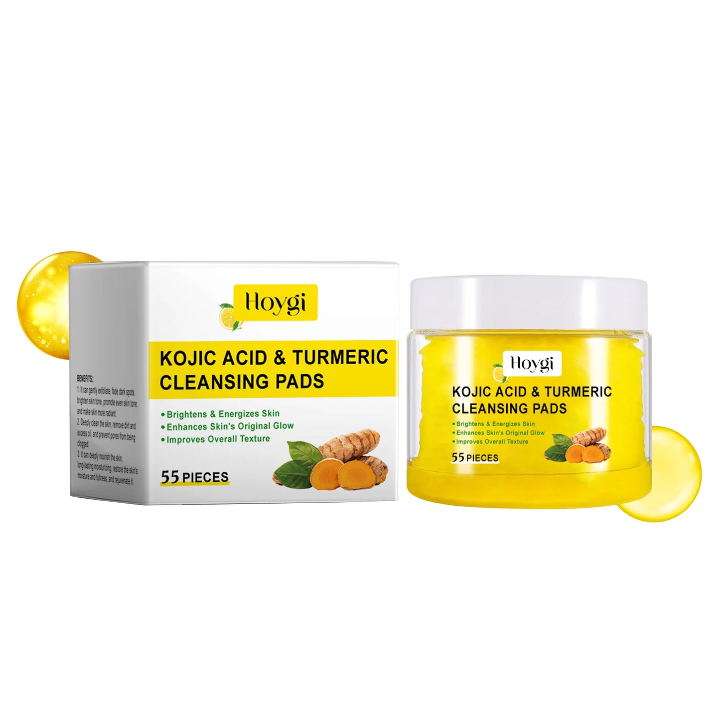 Turmeric Exfoliating Pads, Gentle Cleansing & Brightening Facial Treatment, Soothing Skin Care Discs