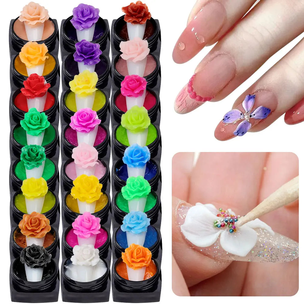 Nail Art UV Plasticine Gel for Nails DIY Carve Patterns 3D Plasticity Gel Acrylic Carving Flowers Accessories for Manicure Tools