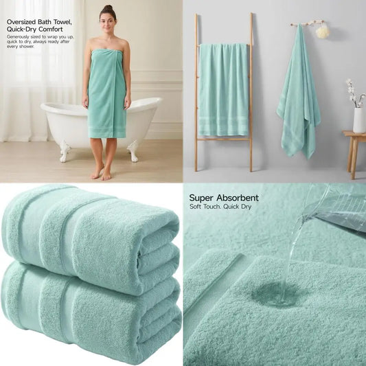 Set of 2 Extra Large 35x70 Cotton Bath Sheets, 800 GSM, Soft & Absorbent, Quick Drying Towels for Home, Gym, Spa