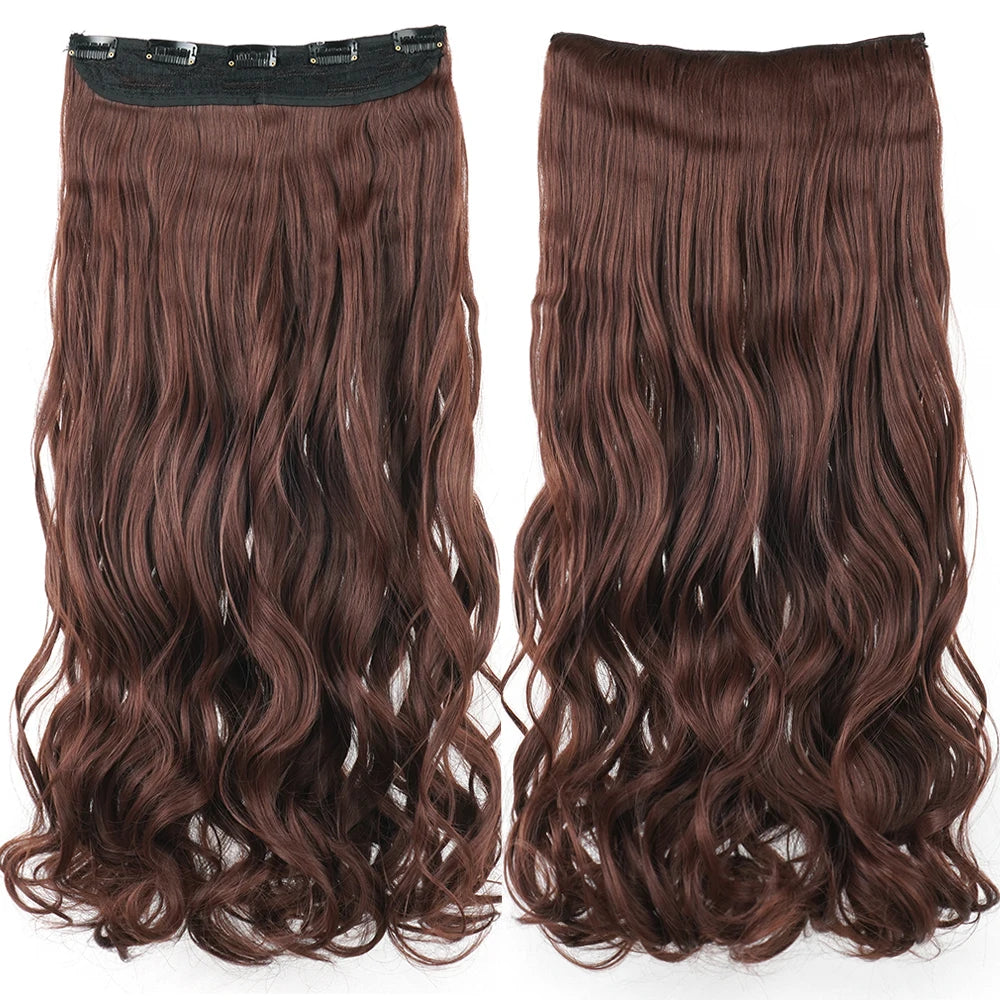 24'' 28'' Synthetic Hair Charms Clip In Hair Extensions Dirty Blonde Fake Brown Curly Hair Pieces for Women