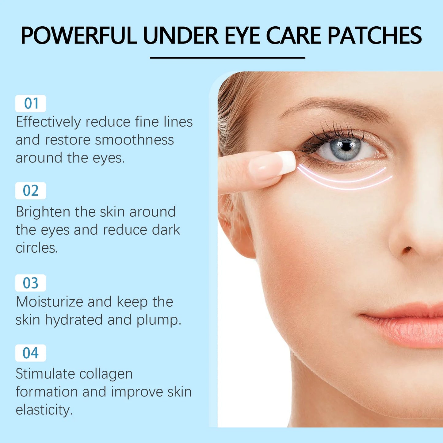 60Pairs Retinol Moisturizing Eye Mask  Anti-Wrinkle Treatment  Reduce Eye Lines Firming & Brightening Under Eye Care.