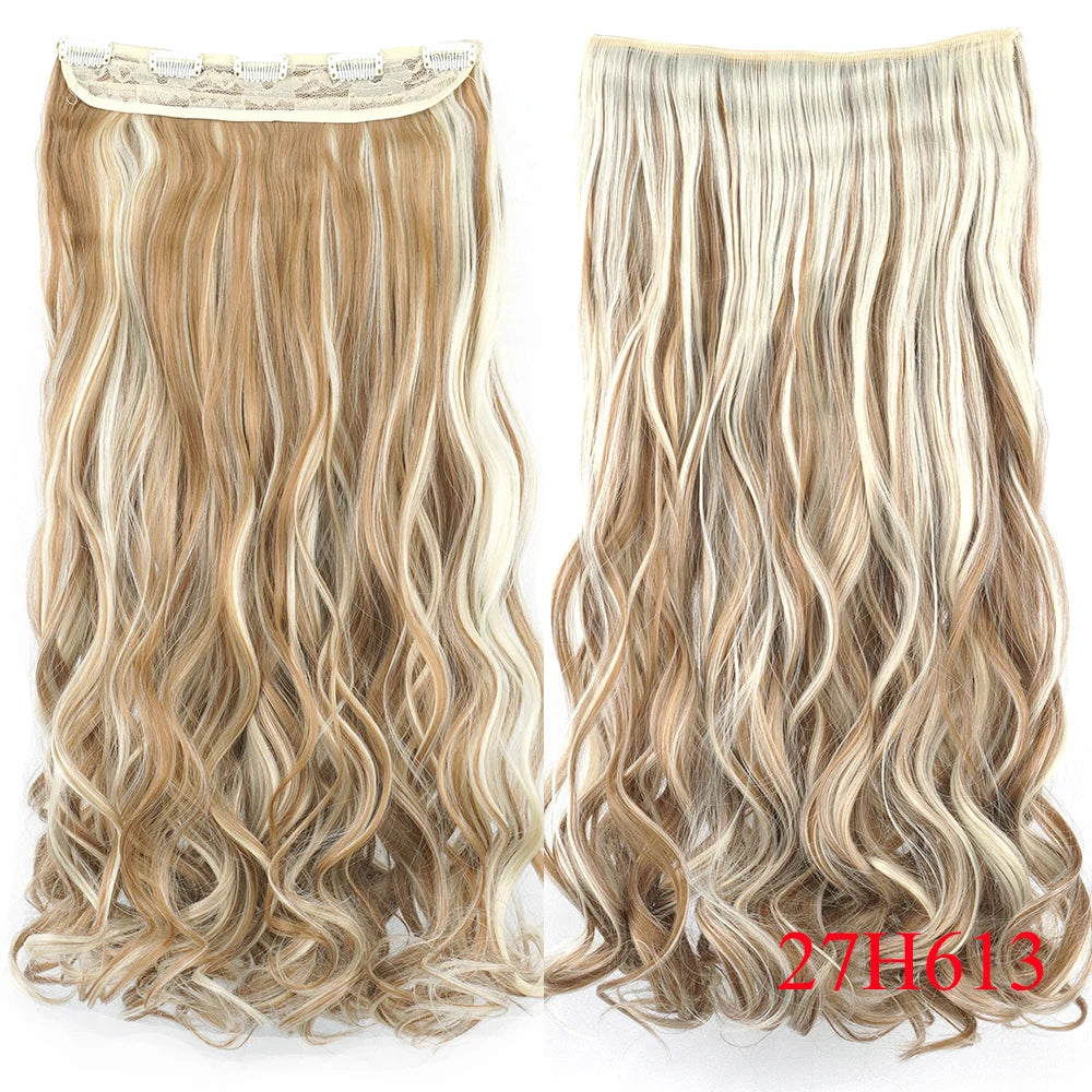 24'' 28'' Synthetic Hair Charms Clip In Hair Extensions Dirty Blonde Fake Brown Curly Hair Pieces for Women