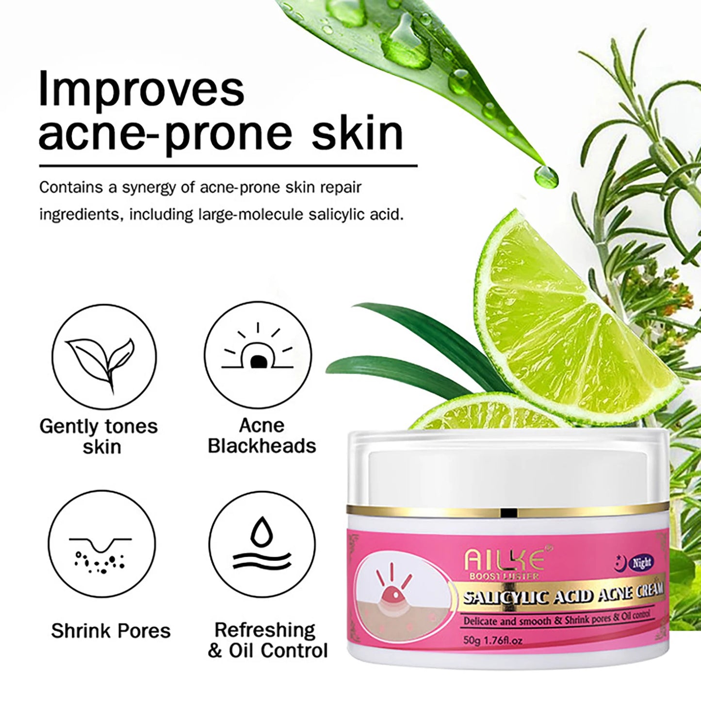 AILKE Natural Skin Glowing Set, Remove Acne, Darkness, Stains, Moisturizes, Lightening, Smooth, Improve Rough and Dry Skin