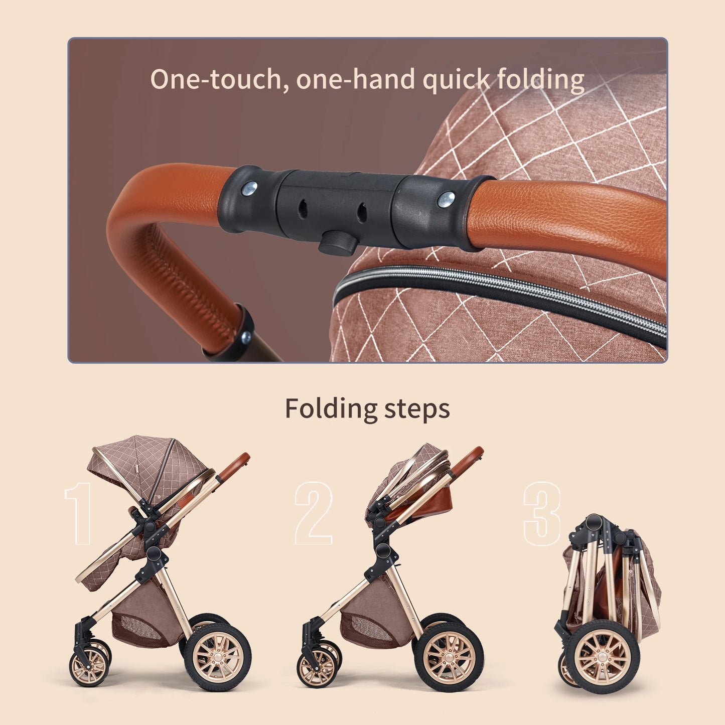 BCHILDHOOD Vista 3-in-1 Luxury Pram: High-View Reversible Pushchair for Kids from Birth to 3 Years