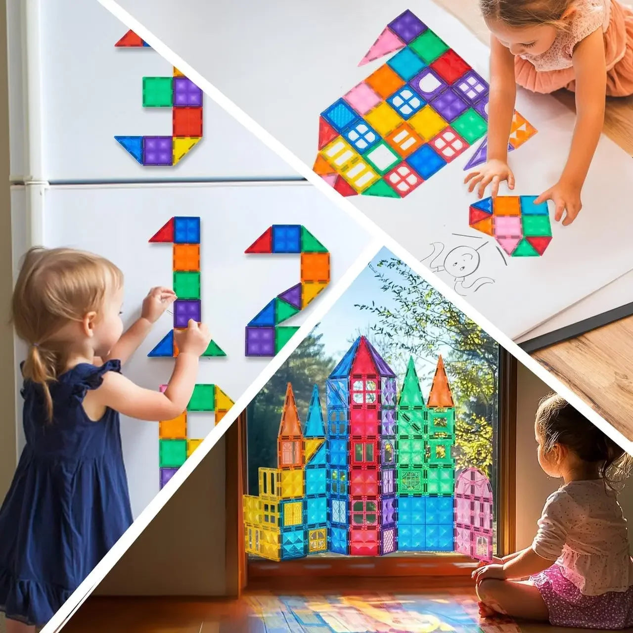 JOYFY 66PCS Magnetic Building Tiles Toys Durable and Creative STEM Building for Kids Aged 3-8 Educational Montessori Toys Gift