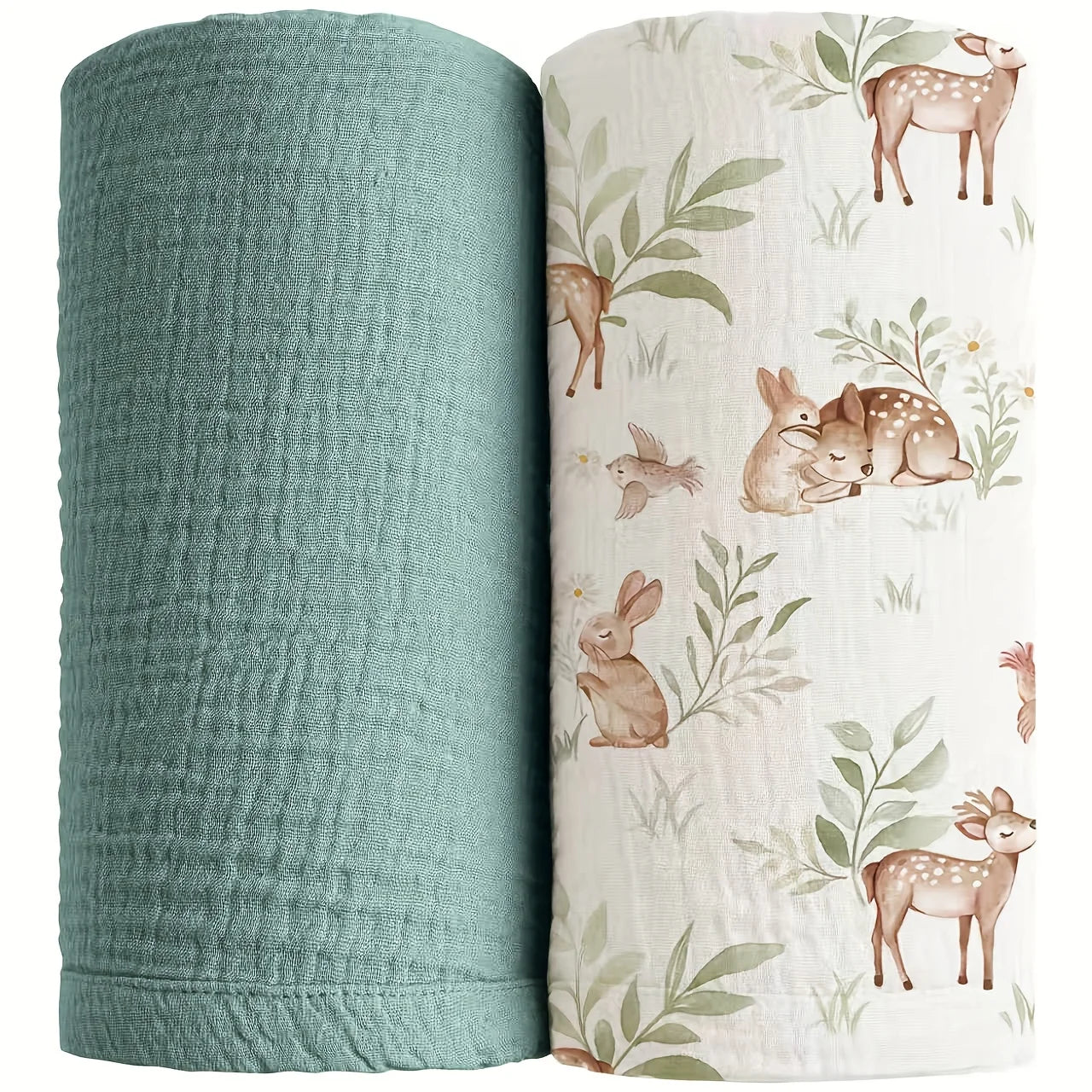 2-Pack Baby Swaddle Blankets, 47x47 Inch Large Breathable Muslin Receiving Swaddles, Universal Design for Newborn Boys and Girls