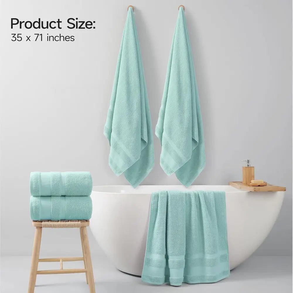 Set of 2 Extra Large 35x70 Cotton Bath Sheets, 800 GSM, Soft & Absorbent, Quick Drying Towels for Home, Gym, Spa