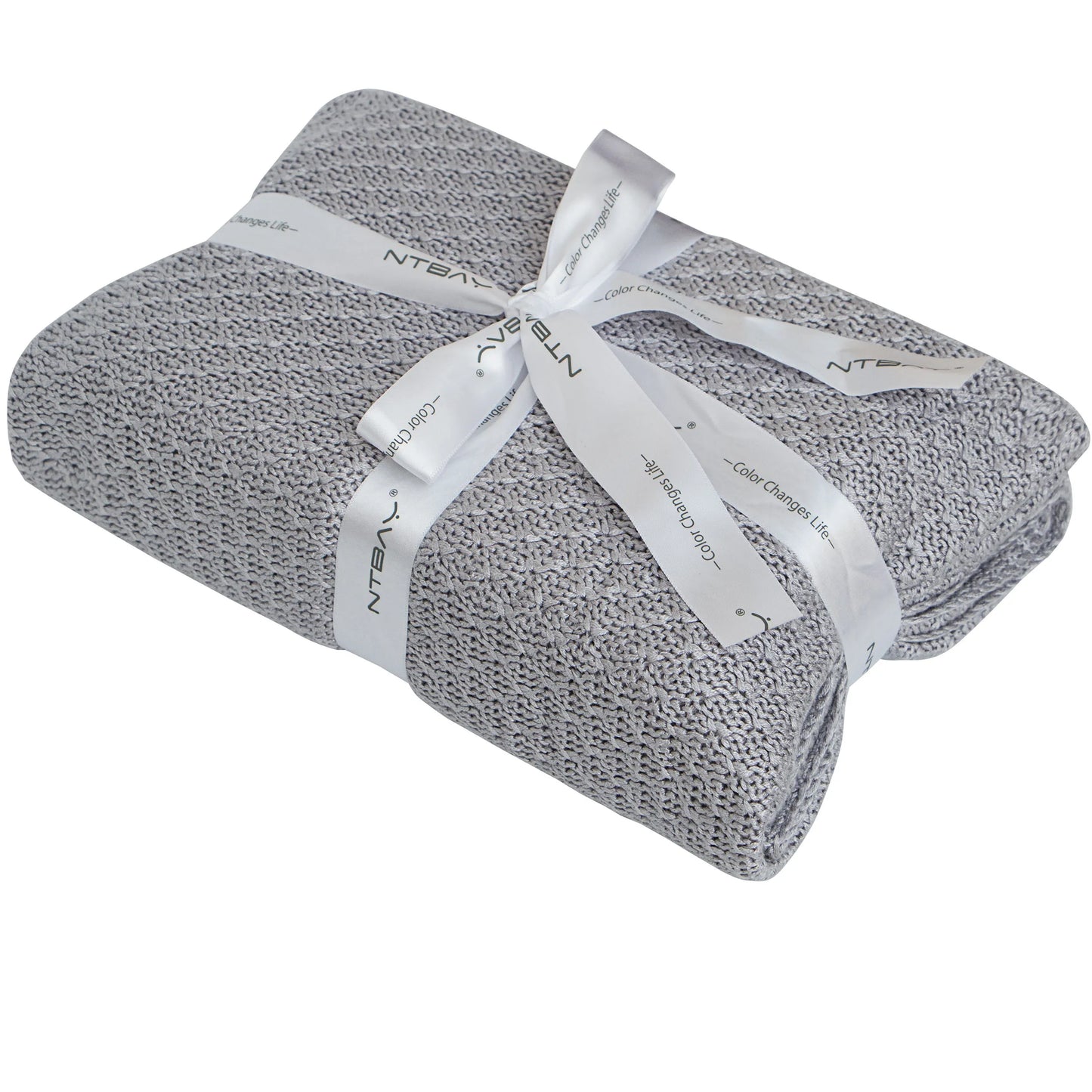 Ntbay Natural Bamboo Cable Knit Toddler Blanket, Soft and Cooling Touch Baby Blanket