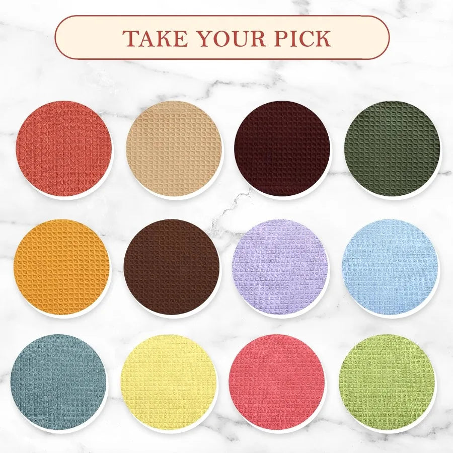 100% Cotton Waffle Dish Cloths Pack of 6 - Dish Rags for Washing Dishes - Reusable and Highly Absorbent Kitchen Towels - Kitche