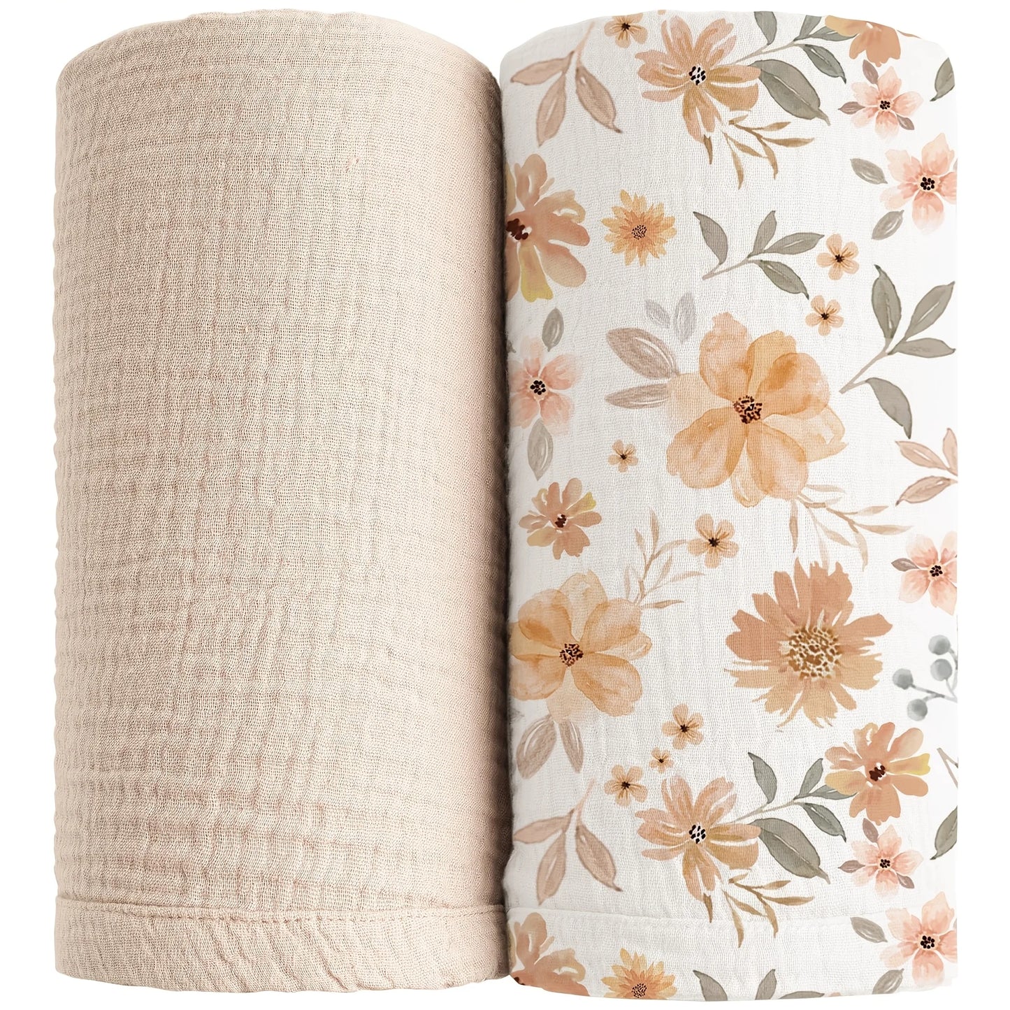 2-Pack Baby Swaddle Blankets, 47x47 Inch Large Breathable Muslin Receiving Swaddles, Universal Design for Newborn Boys and Girls