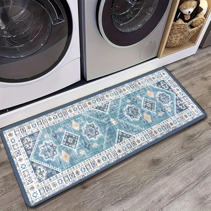 Bohemian style kitchen floor mat with super absorbent washing machine mat