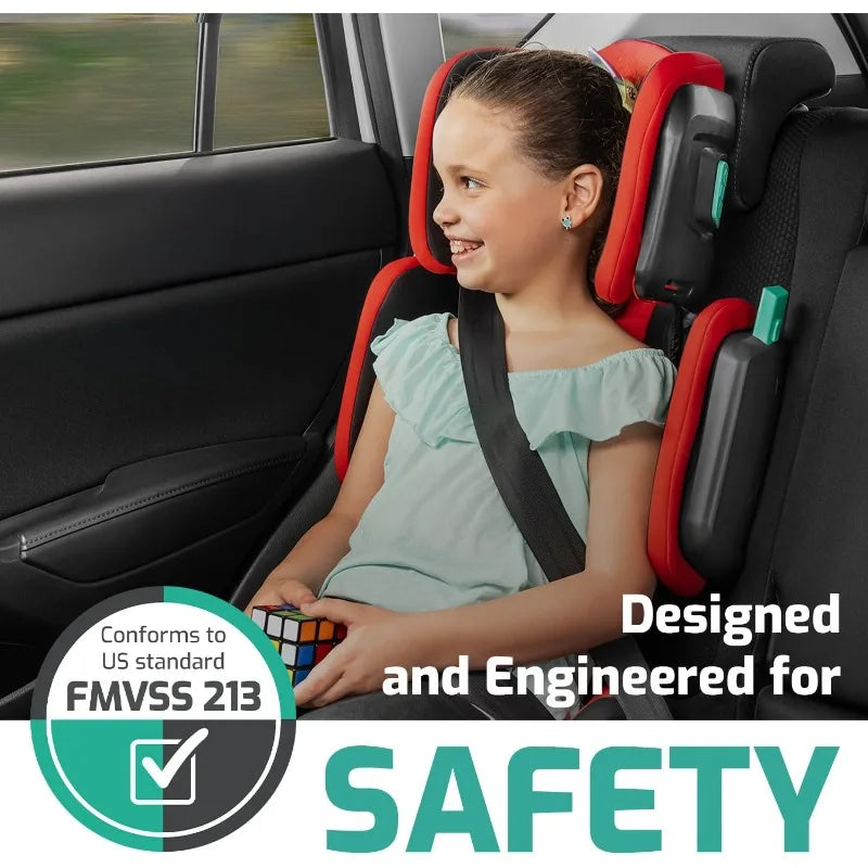 Hifold Adjustable Kids High Back Booster Car Seat with Strap – Racing Red