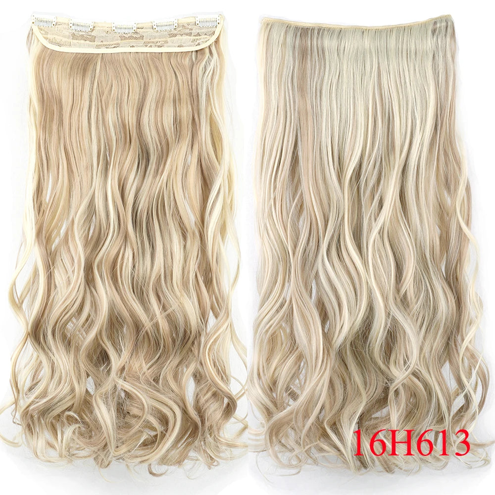 24'' 28'' Synthetic Hair Charms Clip In Hair Extensions Dirty Blonde Fake Brown Curly Hair Pieces for Women