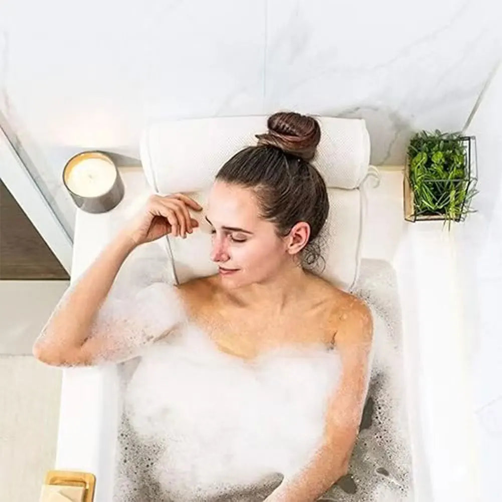 Bathtub Pillow 3D Mesh Tub Pillow Supports Head Back Neck Bathtub Headrest Ergonomic Spa Pillow for Women Wife Girlfriend