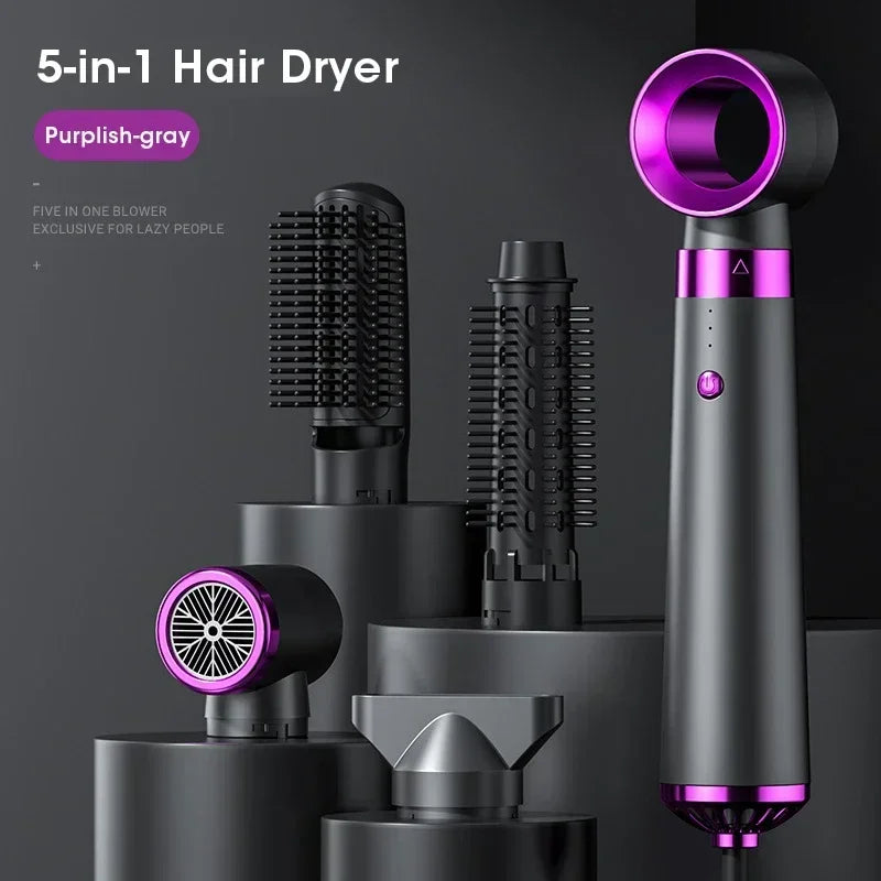 5 In 1 Electric Hair Dryer Hot Air Brush Multifunctional Hair Straightener Negative Ion Curler Blow Dryer Styling Set