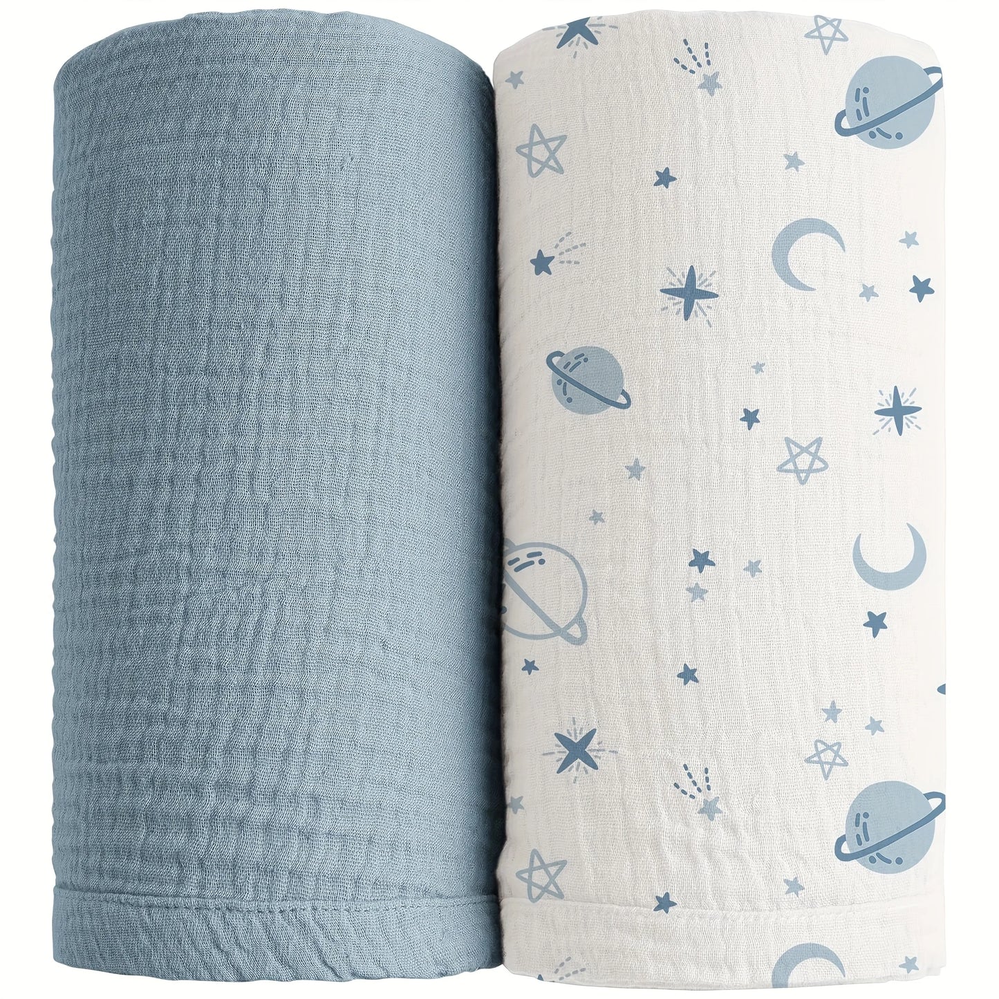 2-Pack Baby Swaddle Blankets, 47x47 Inch Large Breathable Muslin Receiving Swaddles, Universal Design for Newborn Boys and Girls