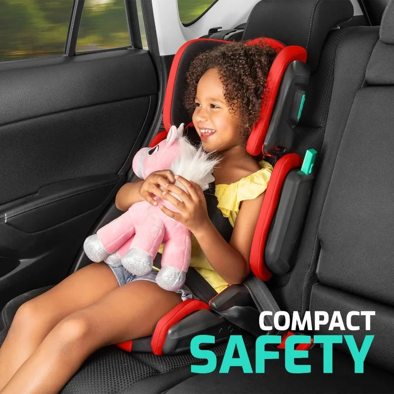 Hifold Adjustable Kids High Back Booster Car Seat with Strap – Racing Red