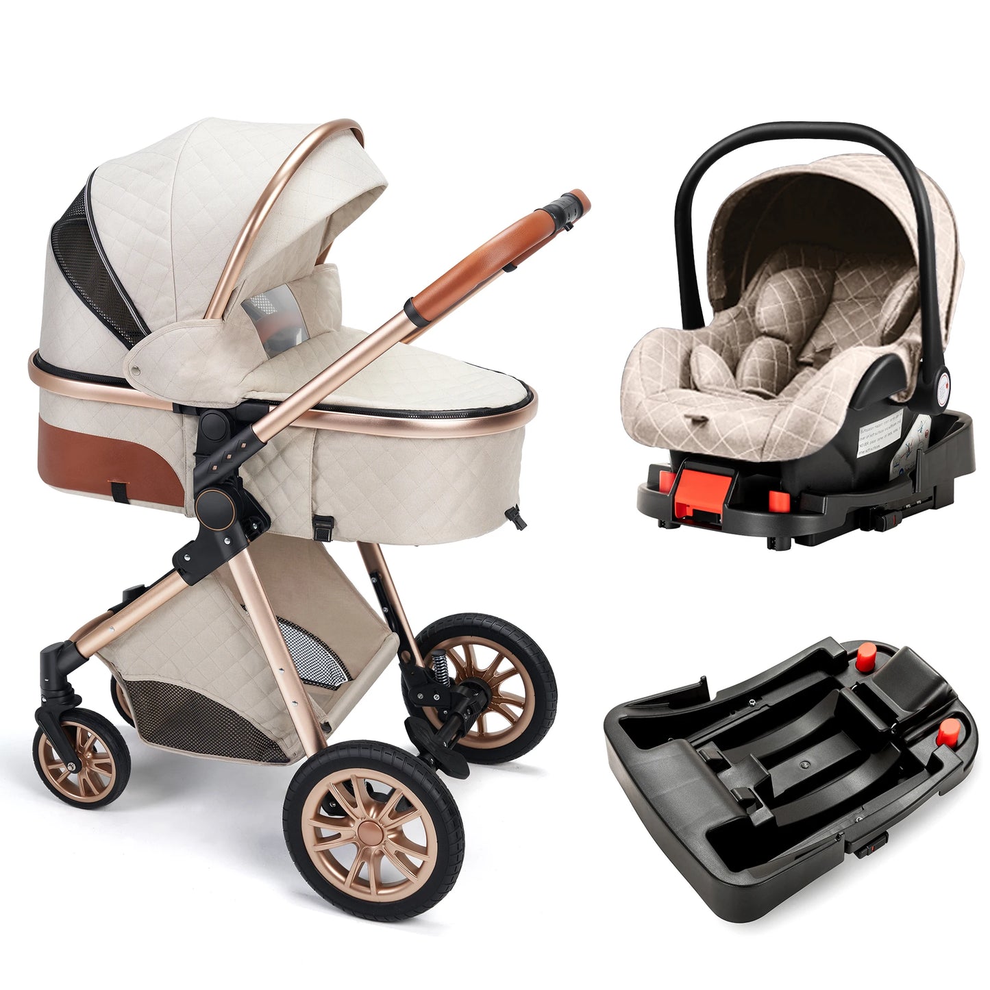 BCHILDHOOD Vista 3-in-1 Luxury Pram: High-View Reversible Pushchair for Kids from Birth to 3 Years