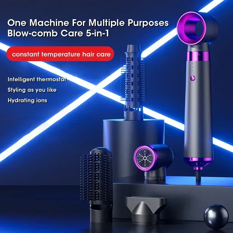 5 In 1 Electric Hair Dryer Hot Air Brush Multifunctional Hair Straightener Negative Ion Curler Blow Dryer Styling Set