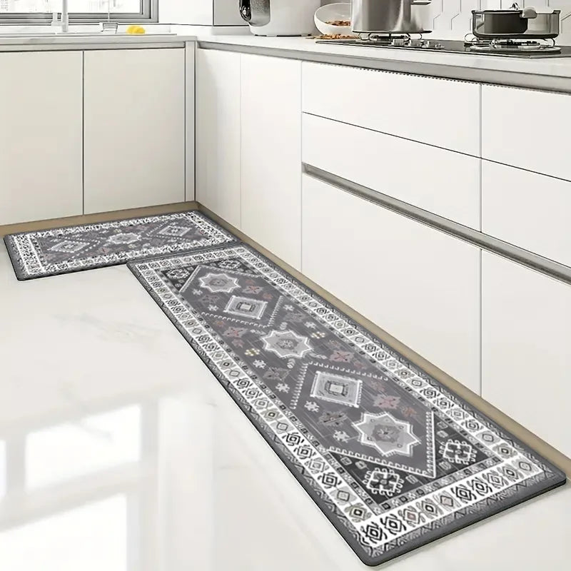 Bohemian style kitchen floor mat with super absorbent washing machine mat