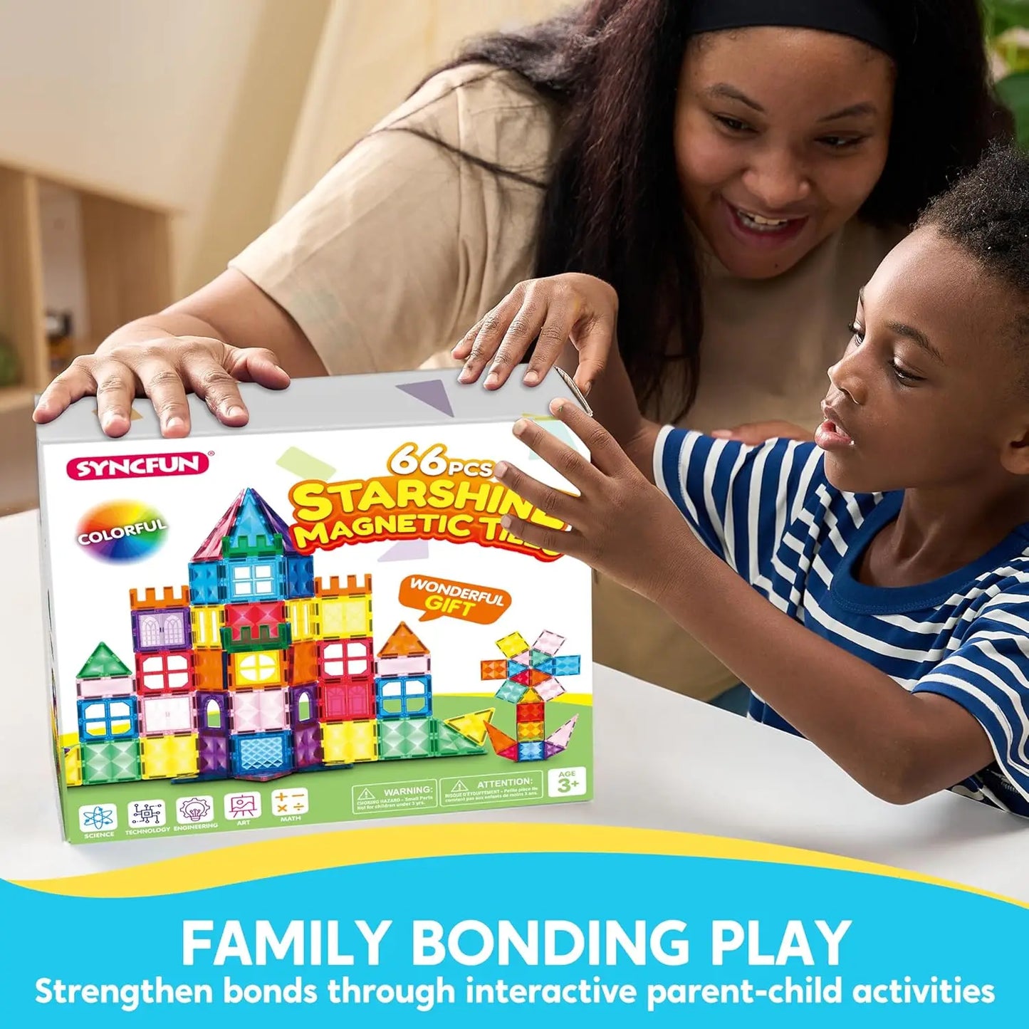 JOYFY 66PCS Magnetic Building Tiles Toys Durable and Creative STEM Building for Kids Aged 3-8 Educational Montessori Toys Gift