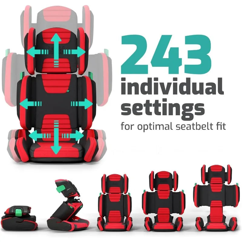 Hifold Adjustable Kids High Back Booster Car Seat with Strap – Racing Red