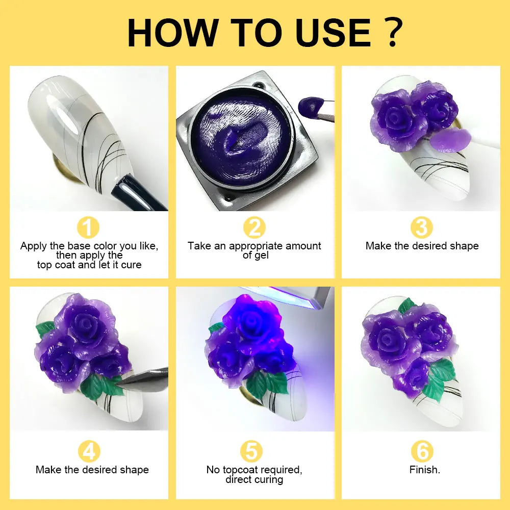 Nail Art UV Plasticine Gel for Nails DIY Carve Patterns 3D Plasticity Gel Acrylic Carving Flowers Accessories for Manicure Tools
