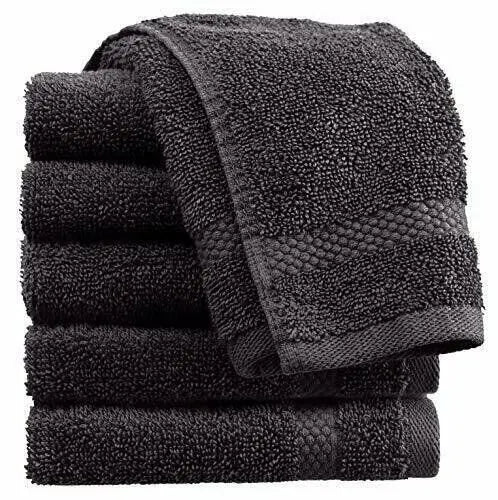 towelLuxury Cotton Towels 13x13 Hotel Size 12 Piece Set White Classic Bath Towel for Home Spa Black Soft Absorbent Fast Drying