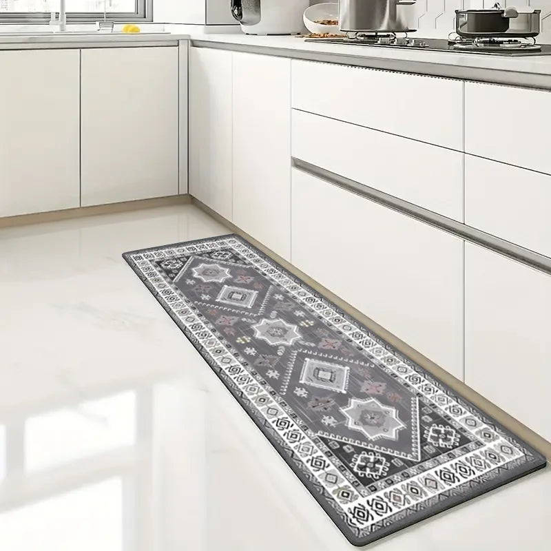 Bohemian style kitchen floor mat with super absorbent washing machine mat