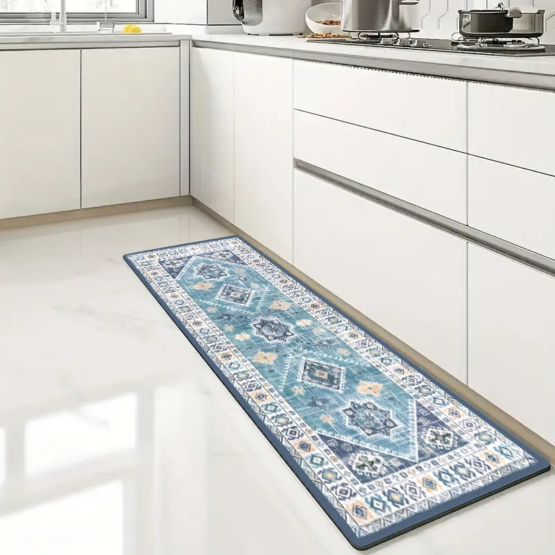 Bohemian style kitchen floor mat with super absorbent washing machine mat