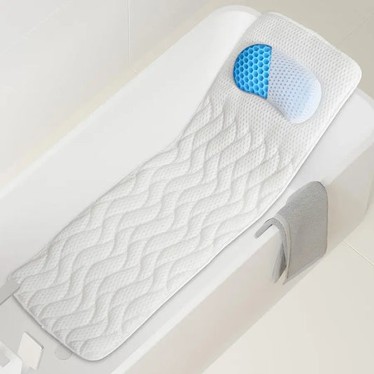 Body Bath Pillow with Headrest Bath Pillows for tub with Mesh Washing BagSpa Bathtub Pillow for Head Neck Shoulder and Back Supp