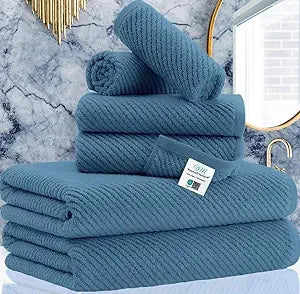 Cotton Bath Towel Set - 6 Piece, Lightweight, Soft, Quick Drying, Thick Towels, 2 Large Bath Towels 30x5, Bathroom Set
