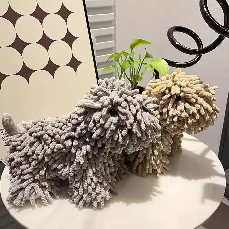 A hanging hand towel, cute cartoon explosive puppy doll hand towel, kitchen and bathroom super absorbent hand towel