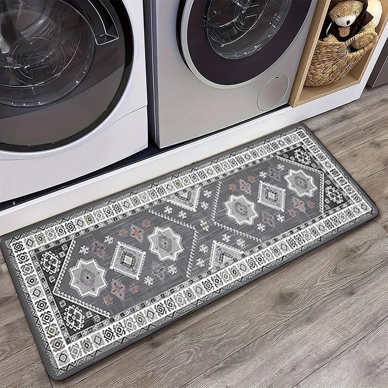 Bohemian style kitchen floor mat with super absorbent washing machine mat