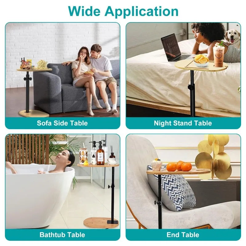 Adjustable Bamboo Bathtub Tray Table - Freestanding Spa Caddy for Bathroom Organization & Luxury Bath Experience