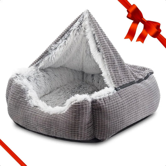 Dog Beds for Small Dogs Rec Cave Hooded Blanket Puppy Bed Luxury Orthopedic Cat Beds for Indoor Cats Warmth and hine Washable 2