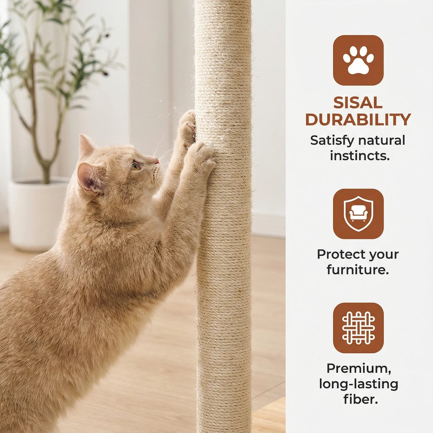 Modern Cat Tree for Indoor Cats Solid Wood Cat Tower Multi-Level Cat Tower for Cat Scratching Ball and Board Washable Easy Clean