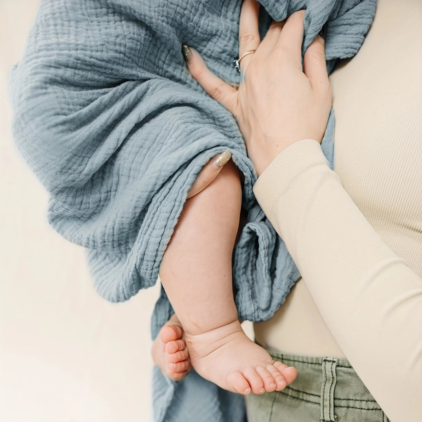 2-Pack Baby Swaddle Blankets, 47x47 Inch Large Breathable Muslin Receiving Swaddles, Universal Design for Newborn Boys and Girls