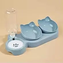 Pet Bowl 3-In-1 Tilt Design Diet Set With Gravity Water Bottle For Drinking Water Protection Neck Protection Preventing Overturn