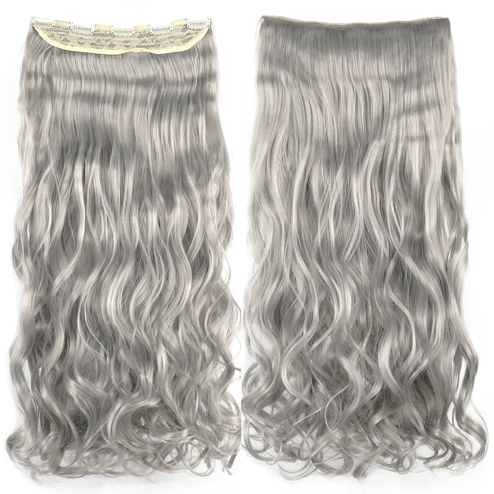 24'' 28'' Synthetic Hair Charms Clip In Hair Extensions Dirty Blonde Fake Brown Curly Hair Pieces for Women