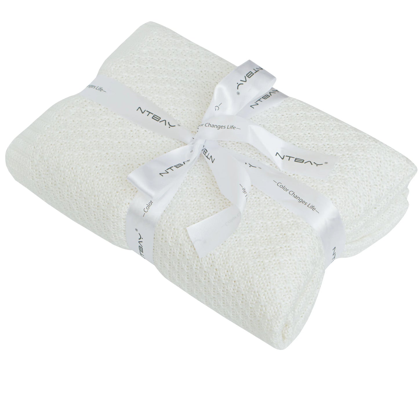 Ntbay Natural Bamboo Cable Knit Toddler Blanket, Soft and Cooling Touch Baby Blanket