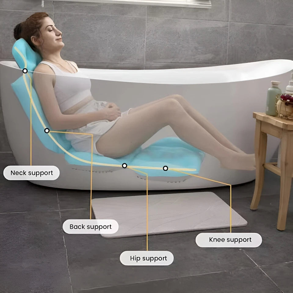 Full Body Bath Pillow for Bathtub Shower Tub Non-slip Suction Cups 3D Air Mesh Quick Drying Ergonomic Headrest Cushion